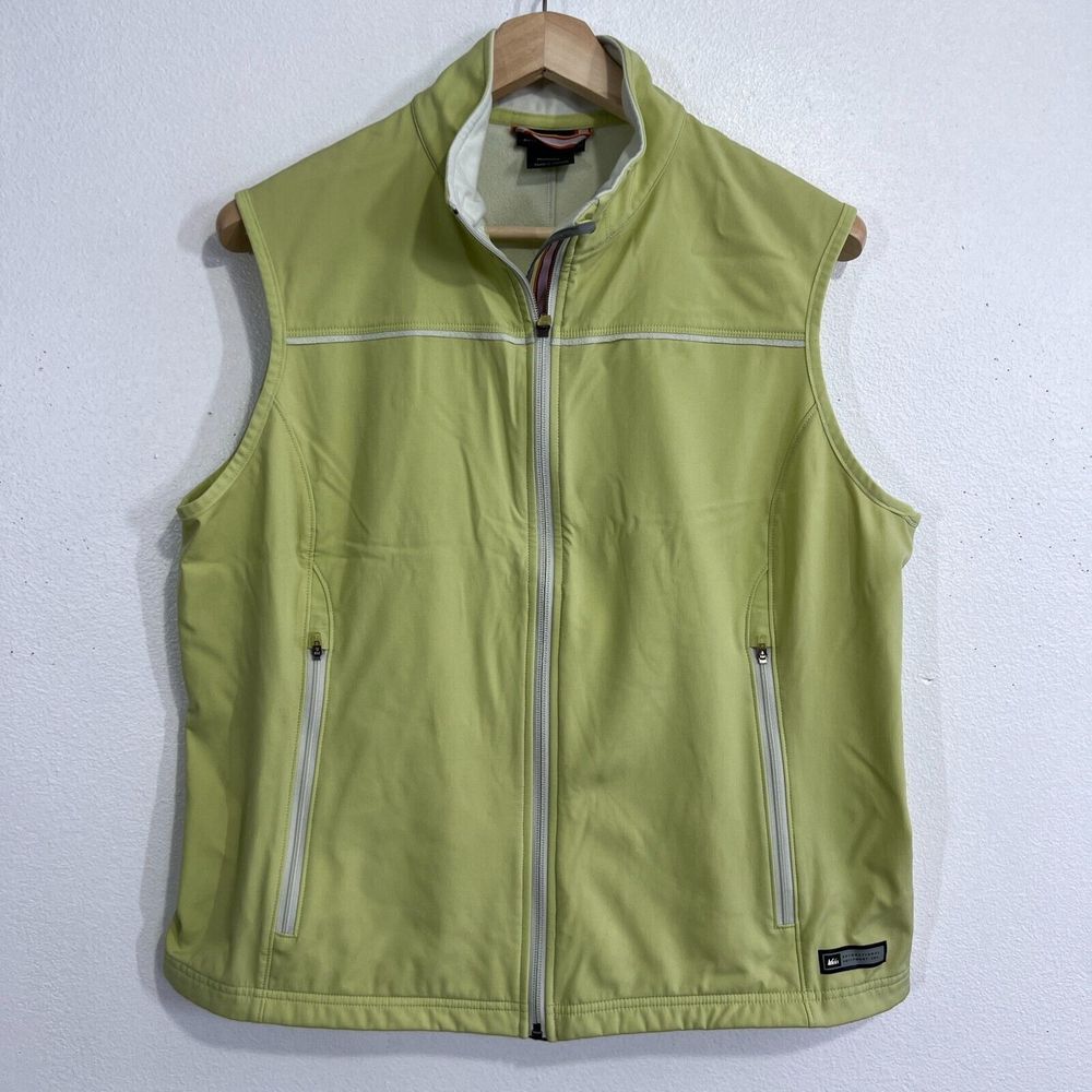 REI Vest Womens Medium Yellow Fleece Lined Full Zip Up Active Outdoor Recreation